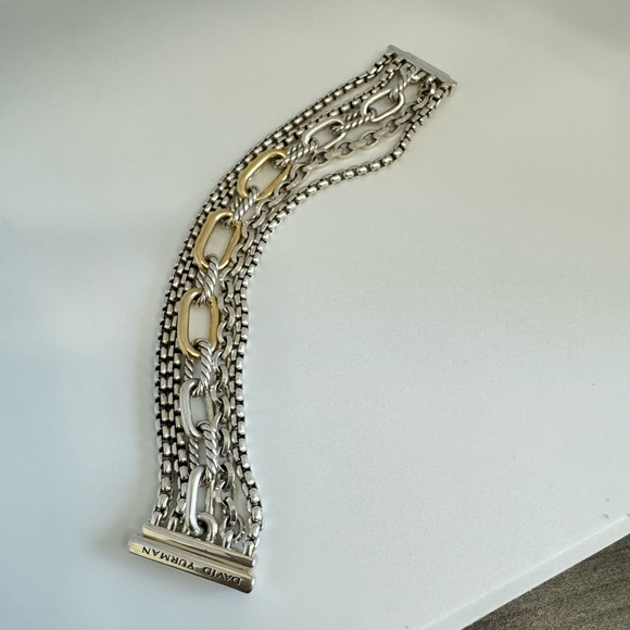 David Yurman
Multi Row Chain Bracelet in Silver with 18K Gold, 29mm - Picture 4 of 10